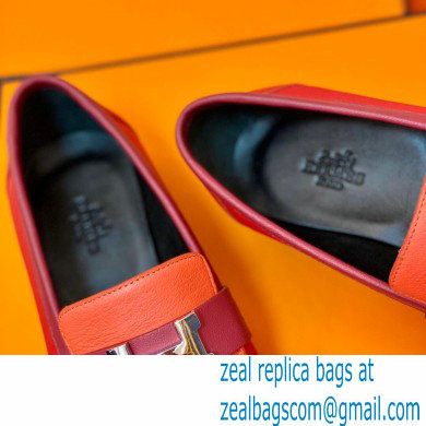 Hermes Leather royal Loafers red/orange