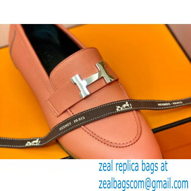 Hermes Leather royal Loafers rose