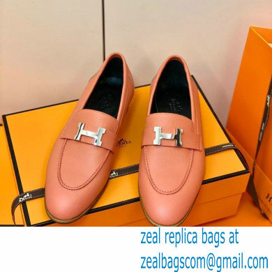 Hermes Leather royal Loafers rose