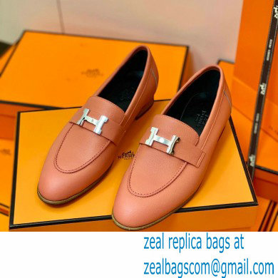 Hermes Leather royal Loafers rose