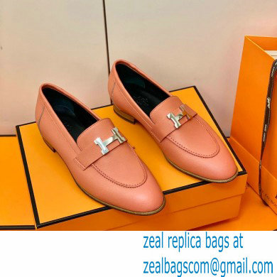 Hermes Leather royal Loafers rose