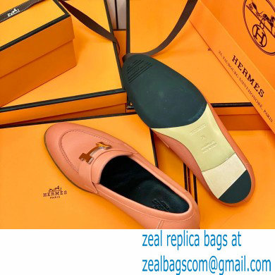 Hermes Leather royal Loafers rose