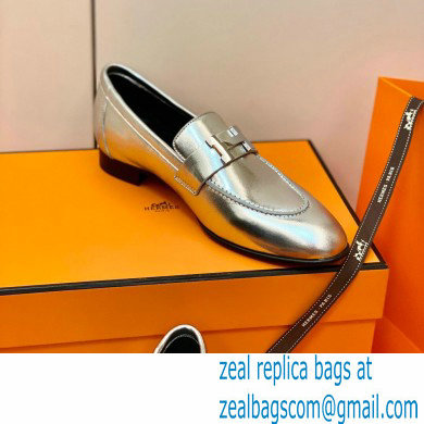 Hermes Leather royal Loafers silver - Click Image to Close