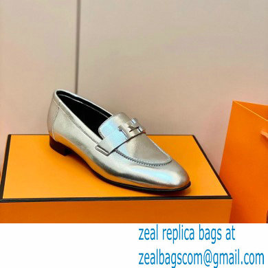 Hermes Leather royal Loafers silver - Click Image to Close