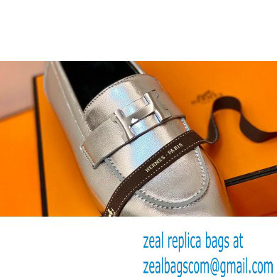 Hermes Leather royal Loafers silver - Click Image to Close