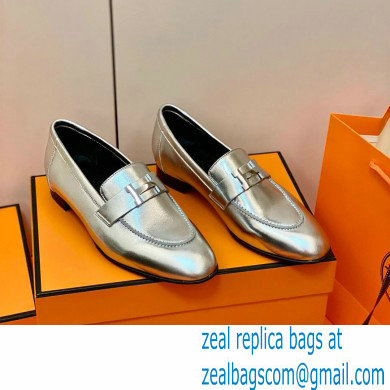 Hermes Leather royal Loafers silver