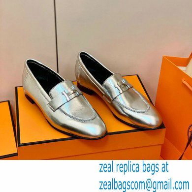 Hermes Leather royal Loafers silver - Click Image to Close