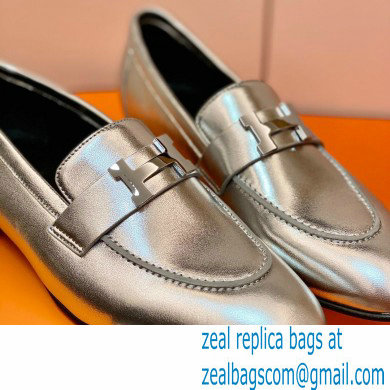 Hermes Leather royal Loafers silver - Click Image to Close