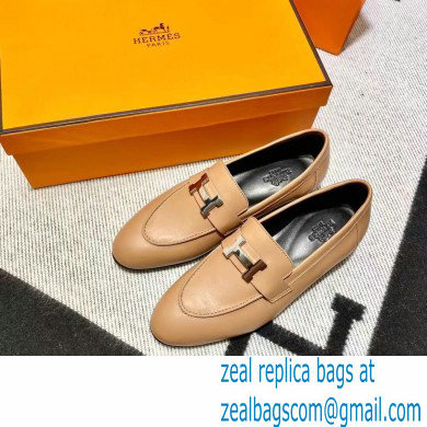 Hermes Leather royal Loafers tan - Click Image to Close