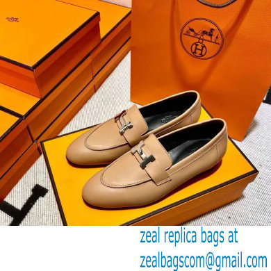 Hermes Leather royal Loafers tan - Click Image to Close
