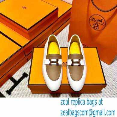 Hermes Leather royal Loafers white/yellow/tan