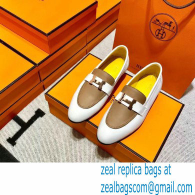 Hermes Leather royal Loafers white/yellow/tan