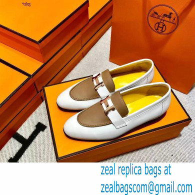 Hermes Leather royal Loafers white/yellow/tan