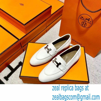 Hermes Leather royal Loafers white