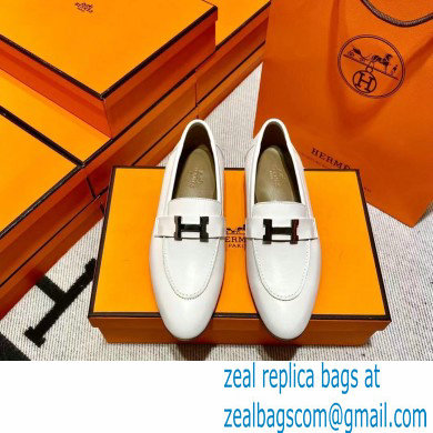 Hermes Leather royal Loafers white - Click Image to Close