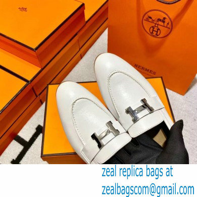 Hermes Leather royal Loafers white - Click Image to Close