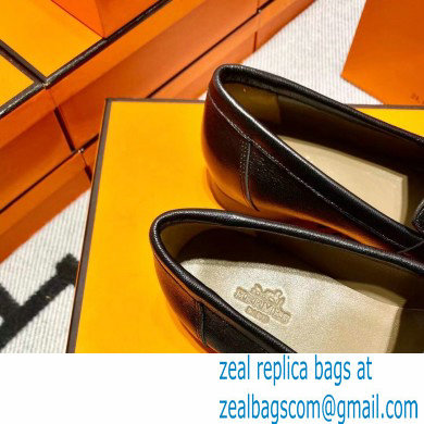 Hermes Leather royal Loafers with fringe Black