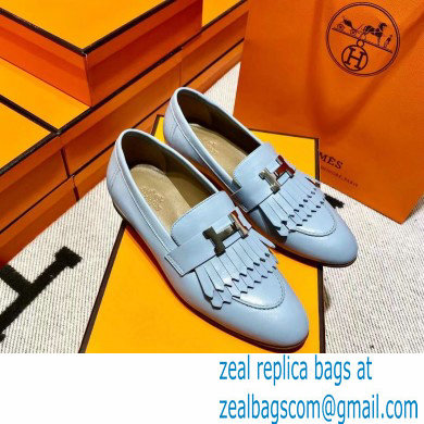 Hermes Leather royal Loafers with fringe Blue