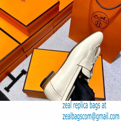 Hermes Leather royal Loafers with fringe off white