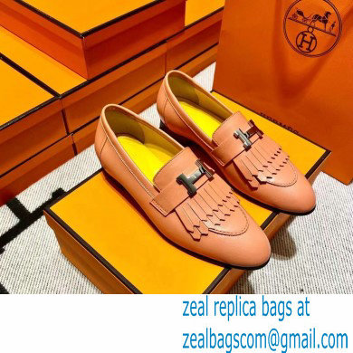 Hermes Leather royal Loafers with fringe pink/yellow - Click Image to Close