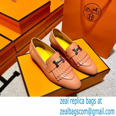 Hermes Leather royal Loafers with fringe pink/yellow - Click Image to Close