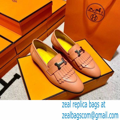 Hermes Leather royal Loafers with fringe pink/yellow