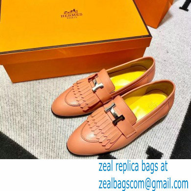 Hermes Leather royal Loafers with fringe pink/yellow - Click Image to Close