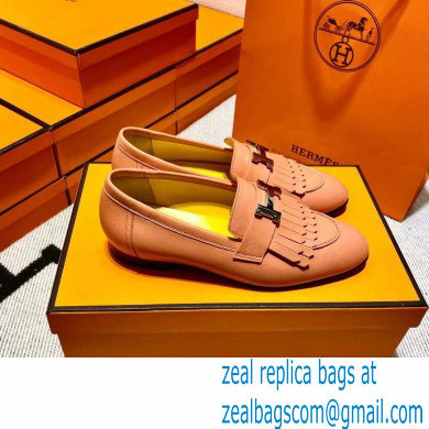 Hermes Leather royal Loafers with fringe pink/yellow - Click Image to Close