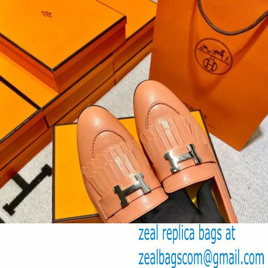 Hermes Leather royal Loafers with fringe pink/yellow - Click Image to Close