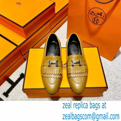 Hermes Leather royal Loafers with fringe tan/black - Click Image to Close