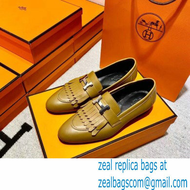 Hermes Leather royal Loafers with fringe tan/black - Click Image to Close