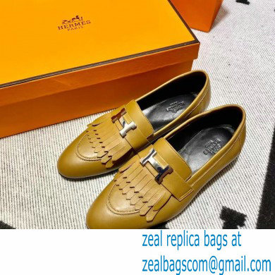 Hermes Leather royal Loafers with fringe tan/black - Click Image to Close