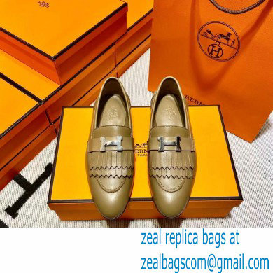 Hermes Leather royal Loafers with fringe tan