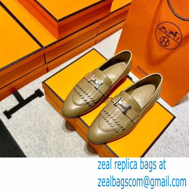 Hermes Leather royal Loafers with fringe tan - Click Image to Close