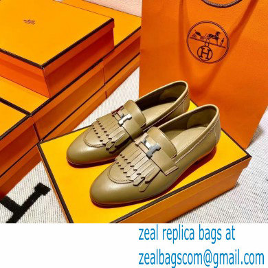 Hermes Leather royal Loafers with fringe tan