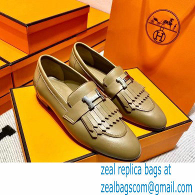 Hermes Leather royal Loafers with fringe tan - Click Image to Close