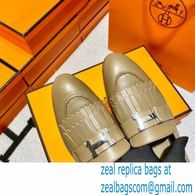 Hermes Leather royal Loafers with fringe tan