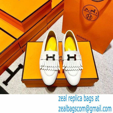 Hermes Leather royal Loafers with fringe white/yellow