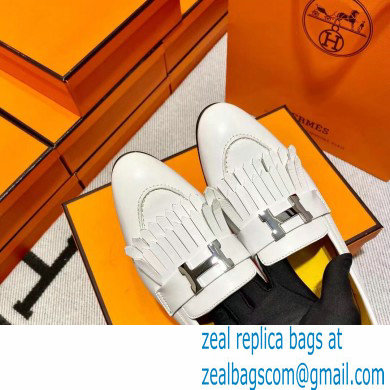 Hermes Leather royal Loafers with fringe white/yellow