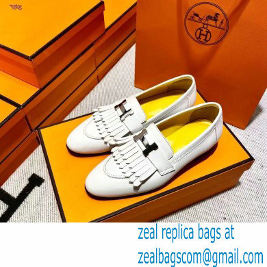 Hermes Leather royal Loafers with fringe white/yellow