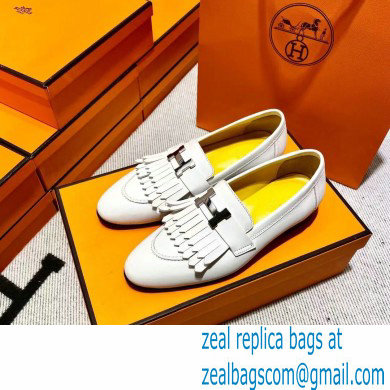 Hermes Leather royal Loafers with fringe white/yellow - Click Image to Close