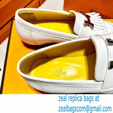 Hermes Leather royal Loafers with fringe white/yellow - Click Image to Close
