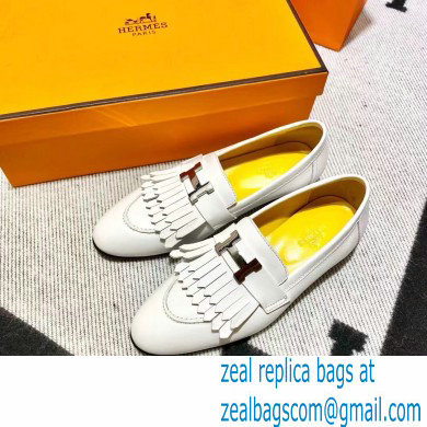 Hermes Leather royal Loafers with fringe white/yellow