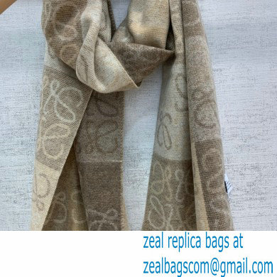 LOEWE LOGO PRINTED CASHMERE SCARF BEIGE/GRAY 2022