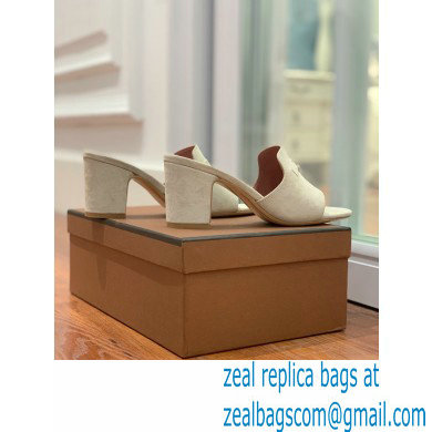 Loro Piana Heel 8cm Suede Goatskin Summer Charms Sandals Creamy - Click Image to Close