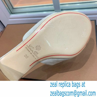Loro Piana Heel 8cm Suede Goatskin Summer Charms Sandals Creamy - Click Image to Close
