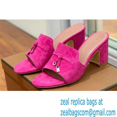 Loro Piana Heel 8cm Suede Goatskin Summer Charms Sandals Fuchsia - Click Image to Close