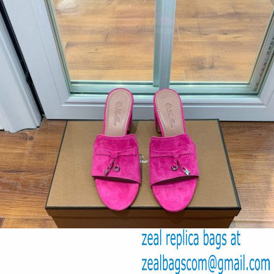 Loro Piana Heel 8cm Suede Goatskin Summer Charms Sandals Fuchsia - Click Image to Close
