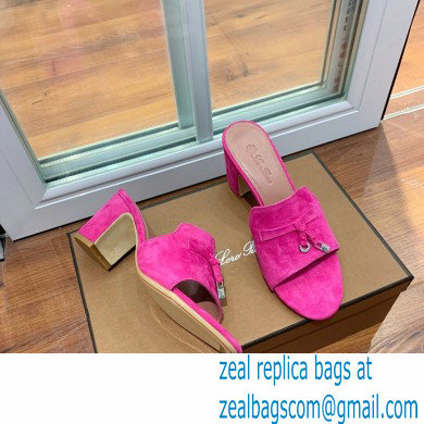 Loro Piana Heel 8cm Suede Goatskin Summer Charms Sandals Fuchsia - Click Image to Close