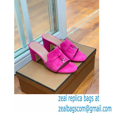 Loro Piana Heel 8cm Suede Goatskin Summer Charms Sandals Fuchsia